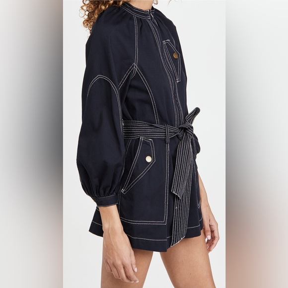Ulla Johnson Navy Utility Tie-Belt Jacket Romper - Picture 14 of 14